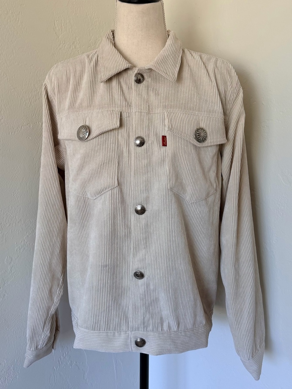 Vintage Indian Motorcycle Co Inc Cream Corduroy Concho Button Up [L]
